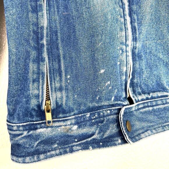 Vintage Cooper Sportswear Denim Jacket Moto Motorcycle Style Worn In SMALL 90s - Picture 4 of 10